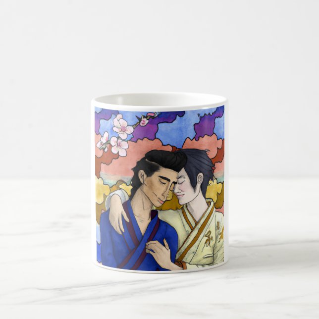 Gay Couple i Stil i Ukiyo-e Japansk konst Kaffemugg (Center)