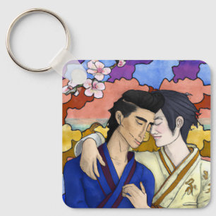 Gay Couple i Stil i Ukiyo-e Japansk konst Nyckelring