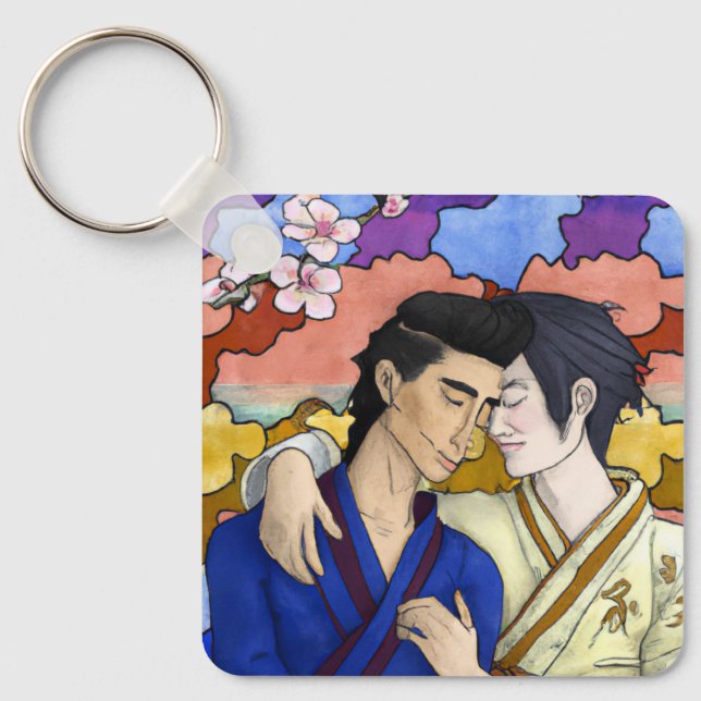 Gay Couple i Stil i Ukiyo-e Japansk konst Nyckelring (Framsida)
