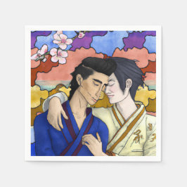 Gay Couple i Stil i Ukiyo-e Japansk konst Pappersservett