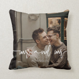 Gay Couple Mr. och Mr. nyligen pålad anpassningsb Kudde
