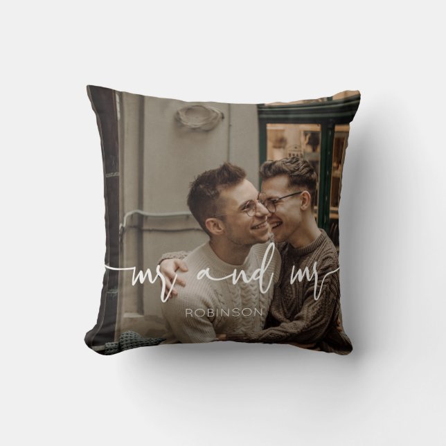 Gay Couple Mr. och Mr. nyligen pålad anpassningsba Kudde (Framsida)