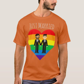 Gay Couple Ny gifta Rainbow LGBT Bröllop Gift T Shirt