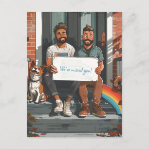 Gay Couple och Pet Hund Vykort