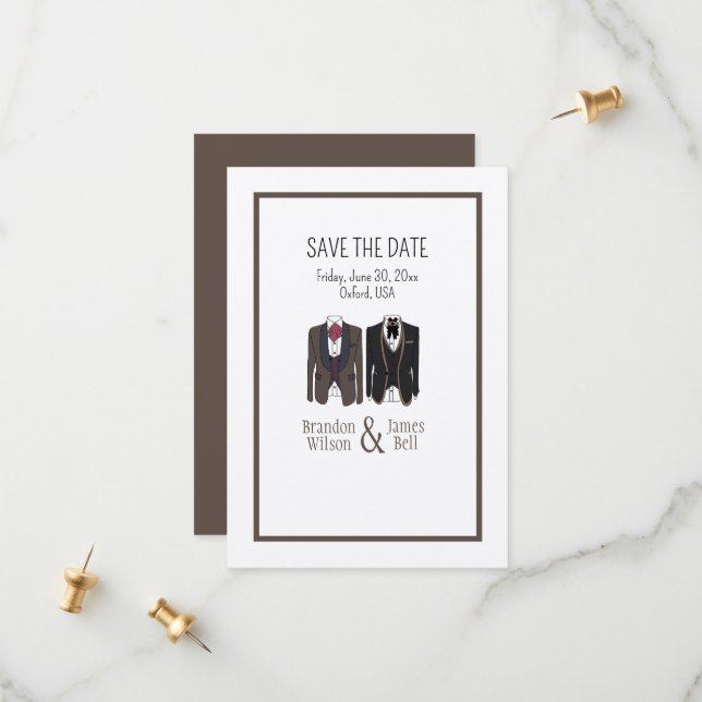 Gay Couple Tuxedos Bröllop spara datum Spara Datumet (Fram/Back In Situ)