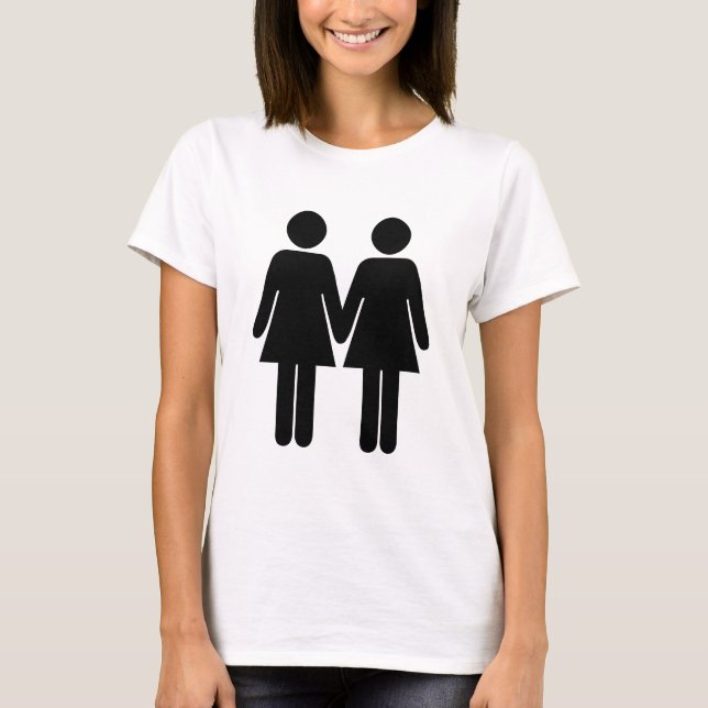 Gay couple (women) hand in hand tee shirt (Framsida)