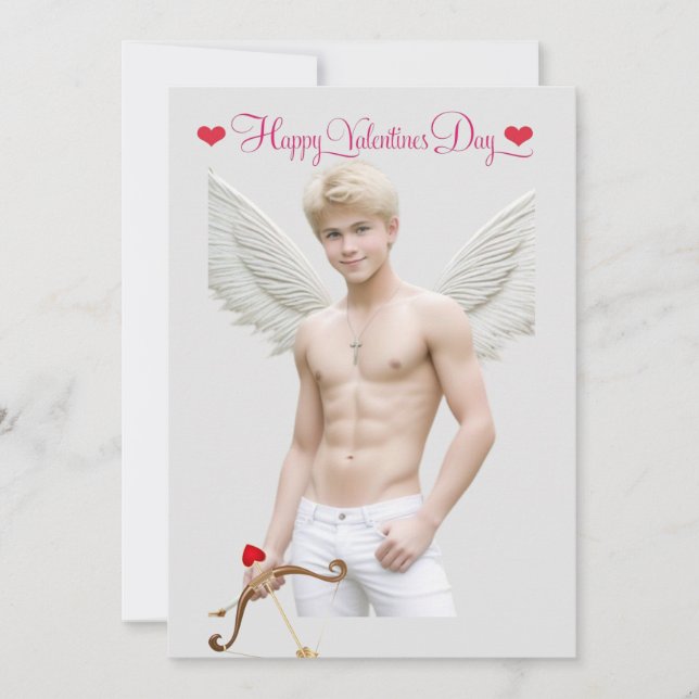 Gay Cupid Twink Valentine Day Personlig Julkort (Framsida)