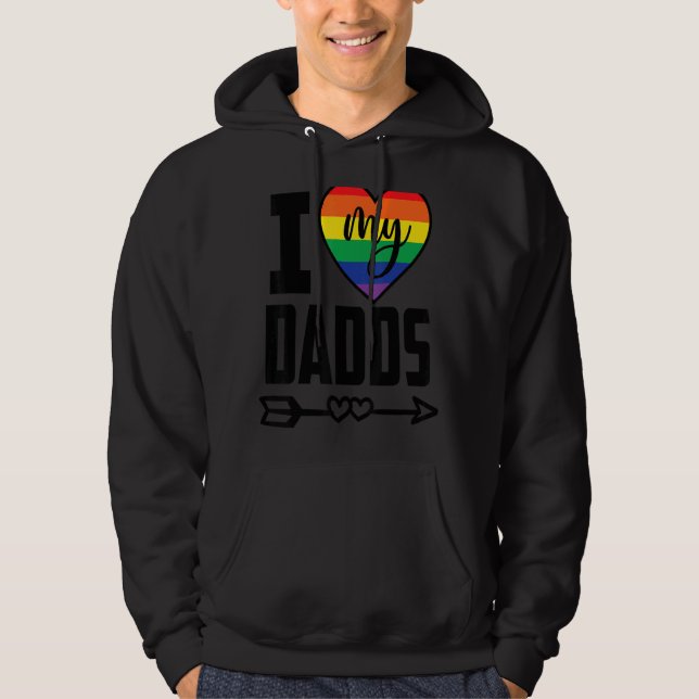Gay Dadd i Kärlek mina dadd med regnbåge Hoodie (Framsida)