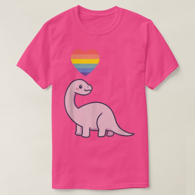 Gay Dinosaur LGBTQ Pride Flagga Lesbisk Kawaii Ani T Shirt (Design framsida)