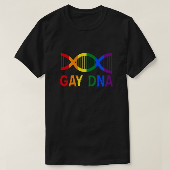 GAY DNA LGBTQ+ Rainbow Pride T Shirt (Design framsida)