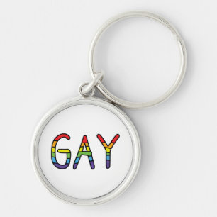 Gay Doodle Design Rund Silverfärgad Nyckelring