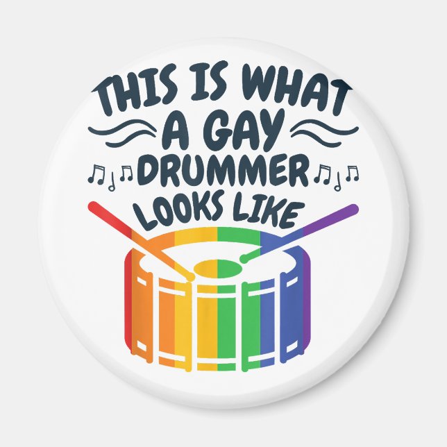 Gay Drummer Drumming Gay pride Month LGBTQ Rainbow Magnet (Framsidan)