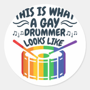 Gay Drummer Drumming Gay pride Month LGBTQ Rainbow Runt Klistermärke
