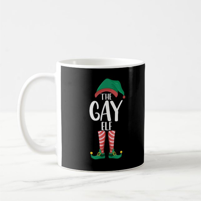 Gay Elf LGTBQ Matching Familjejul Party Kaffemugg (Vänster)