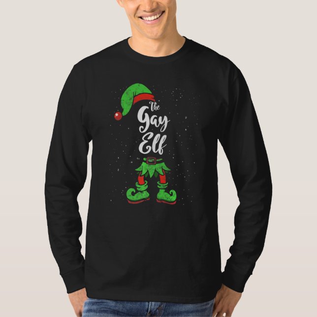Gay Elf Matching Family jul Pajama Costume T Shirt (Framsida)