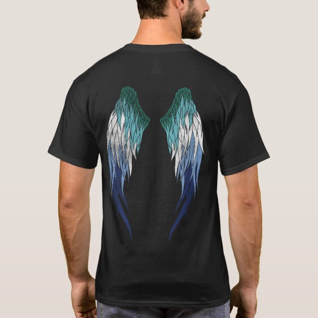 Gay Flagga - Angel Vingar T Shirt (Baksida)