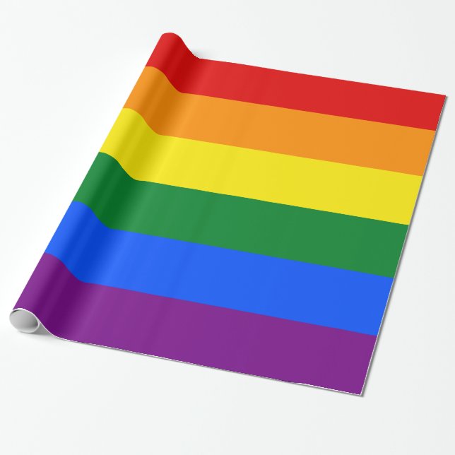 Gay Flagga Färger Rainbow Wide Rand Presentpapper (Utrullad)