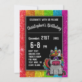 Gay Födelsedagsfest Rainbow Glitter Unicorn LGBT+ Inbjudningar