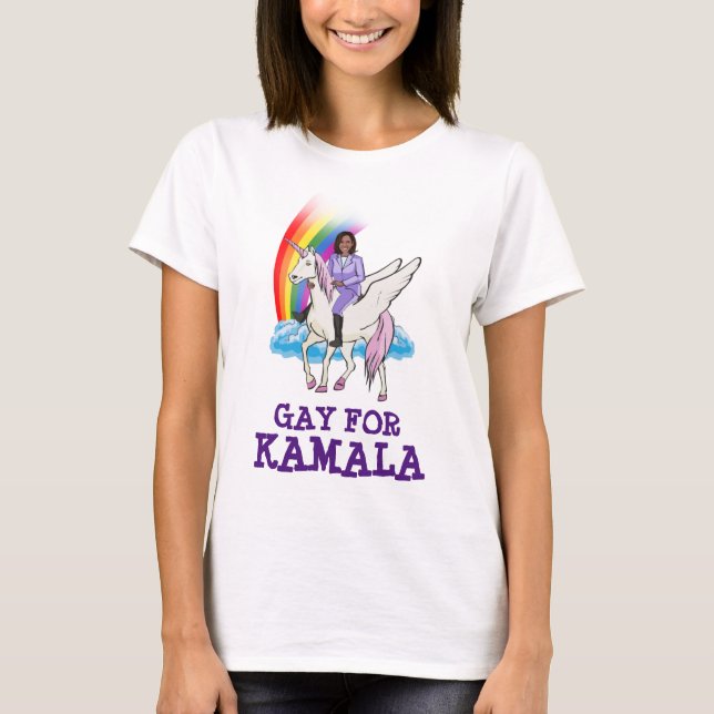 GAY FOR KAMALA BUMPER STICKER T SHIRT (Framsida)