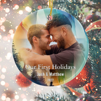 Gay Första Högtiderna Foto Regnbåge Julgransprydnad Keramik