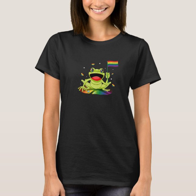 Gay Frog LGBT Pride Month Support T Shirt (Framsida)