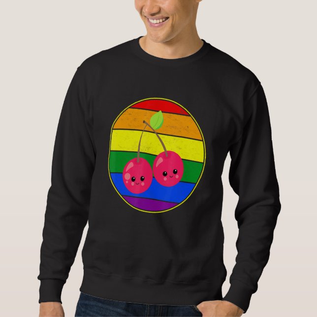 Gay Fruit Cherry Lgbtq Pride Saker för Tonåringar  Lång Ärmad Tröja (Framsida)
