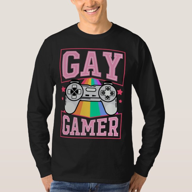 Gay Gamer Gaymer Video Games Rainbow LGBTQ Pride N T Shirt (Framsida)