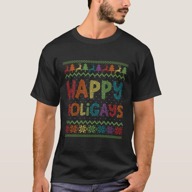 Gay God Jul Lgbt Lycklig Holigays Rainbow Pa T Shirt (Framsida)