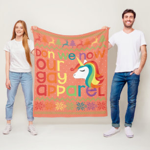 Gay God Jul Rainbow Unicorn Don We now our Gay Fleecefilt