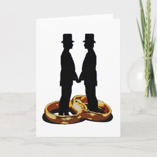 Gay Groom Guld Bröllop Ringar Giftermål Art Kort