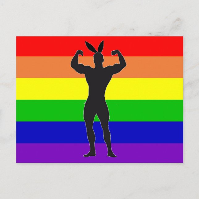 Gay Gym Bunny Pride Vykort (Framsida)