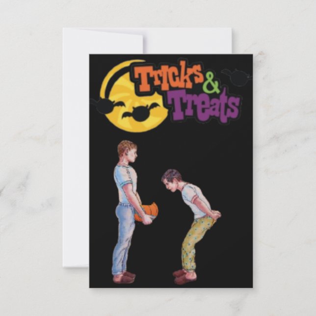 Gay Halloween Tricks and Treats Greeting Card Anteckningskort (Framsida)