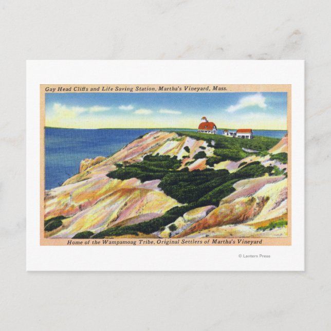 Gay Head Cliffs och Life Saving Station View Vykort (Framsida)