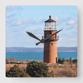 Gay Head Lighthouse, Martha's Vineyard Wall Clock Fyrkantig Klocka