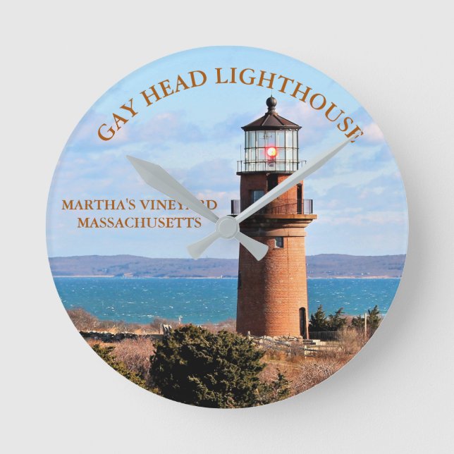 Gay Head Lighthouse, Massachusetts Clock Rund Klocka (Framsida)