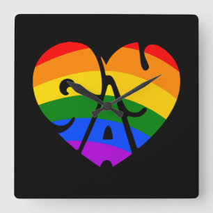 Gay Heart Fyrkantig Klocka