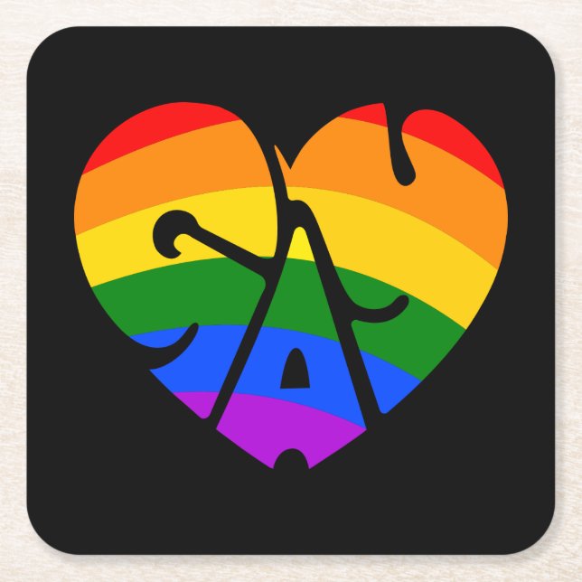 Gay Heart Underlägg Papper Kvadrat (Framsidan)