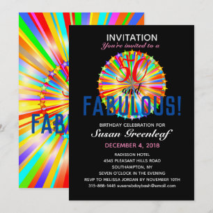 Gay HGBTQ: Valfri ålder Fabulous Rainbow Birthday Inbjudningar