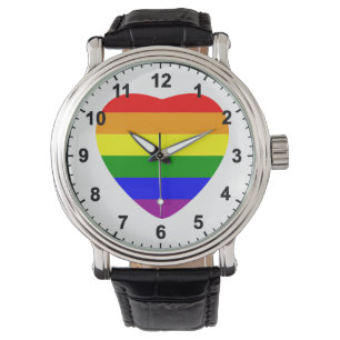 GAY Hjärtformade Rainbow Flagga Armbandsur