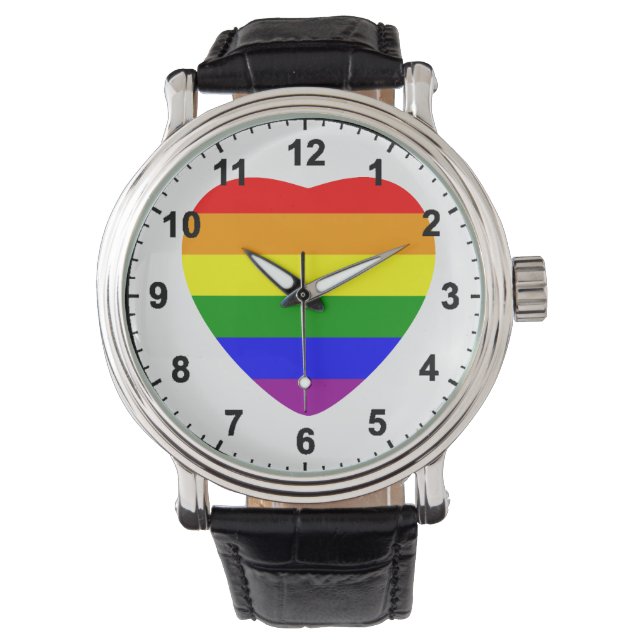 GAY Hjärtformade Rainbow Flagga Armbandsur (Framsida)
