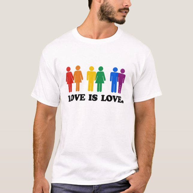 Gay humorkärlek är kärlekfärger tee shirt (Framsida)