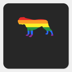 Gay Hundar Bulldog Rainbow Gay pride Flagga Fyrkantigt Klistermärke