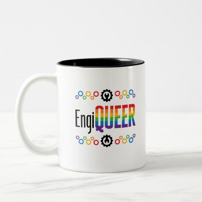 Gay Ingenjör Engineering Engiqueer Pride Month Två-Tonad Mugg (Vänster)