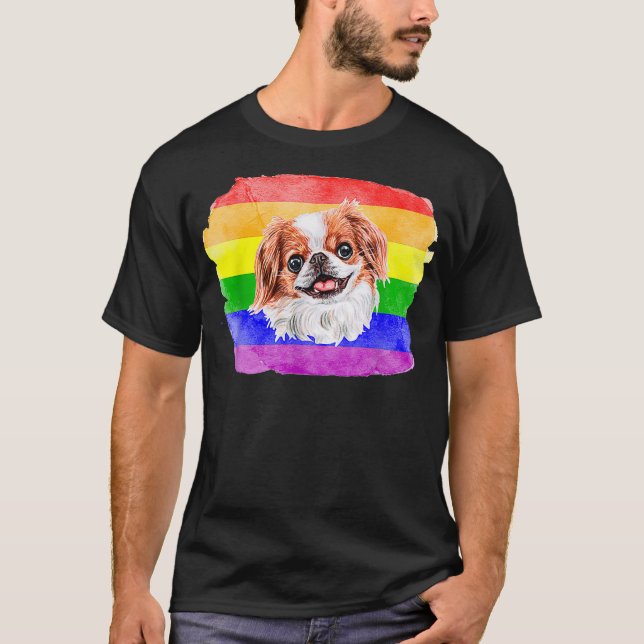 Gay Japanska Chin Hund älskare HGBTQ Pride Saker T T Shirt (Framsida)