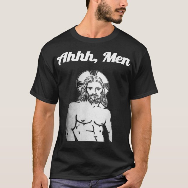 Gay Jesus Ah Manar Funny Atheist Christian Humor L T Shirt (Framsida)