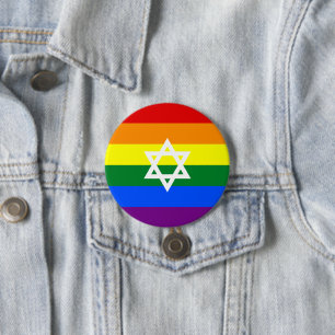 Gay Jewish Pride Flagga Button Knapp