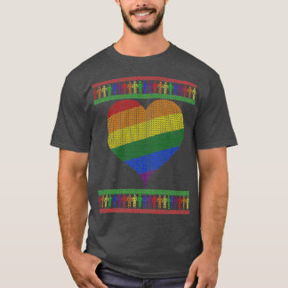 Gay jul regnbåge hjärta 2 t shirt