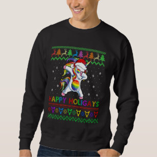 Gay jul Sweater Lycklig Holigays Rainbow Dabbi Lång Ärmad Tröja
