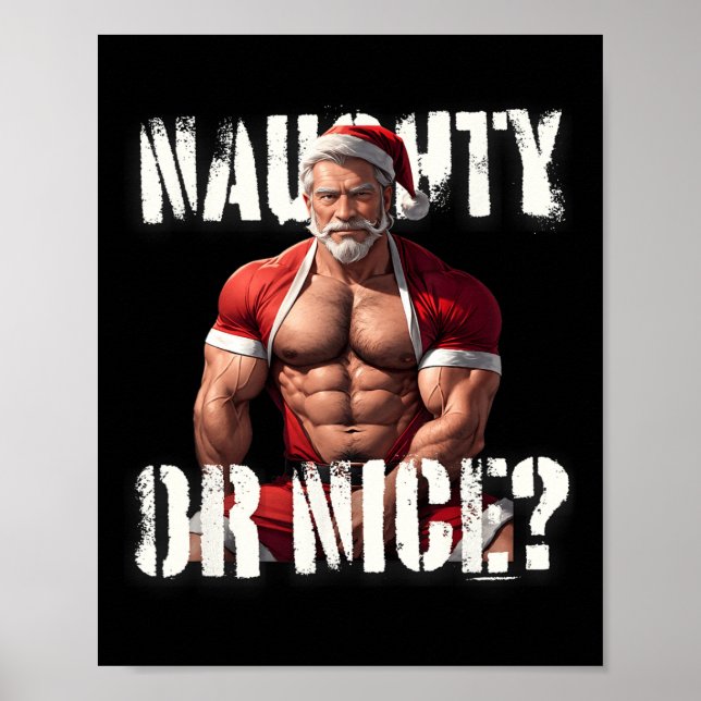 Gay Julafton Muscle pappa Bear Nice Santa Pride Lg Poster (Framsidan)