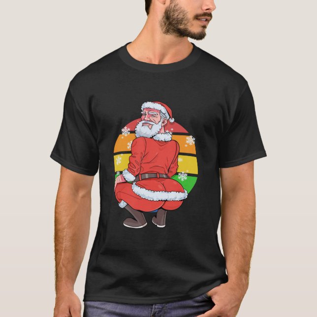 Gay Jultomten Beard HGBTQ jul Julafton Twerk T Shirt (Framsida)